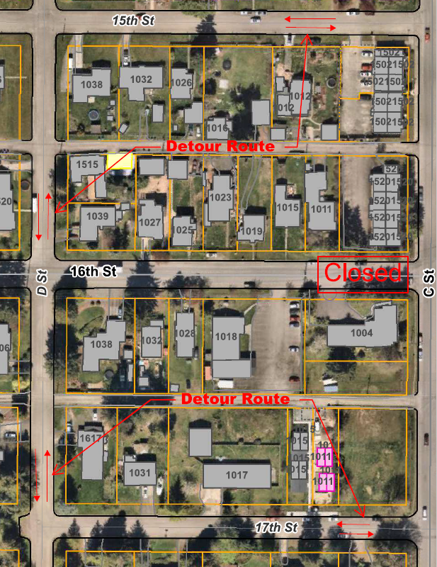 C Street Closure Detour Route map